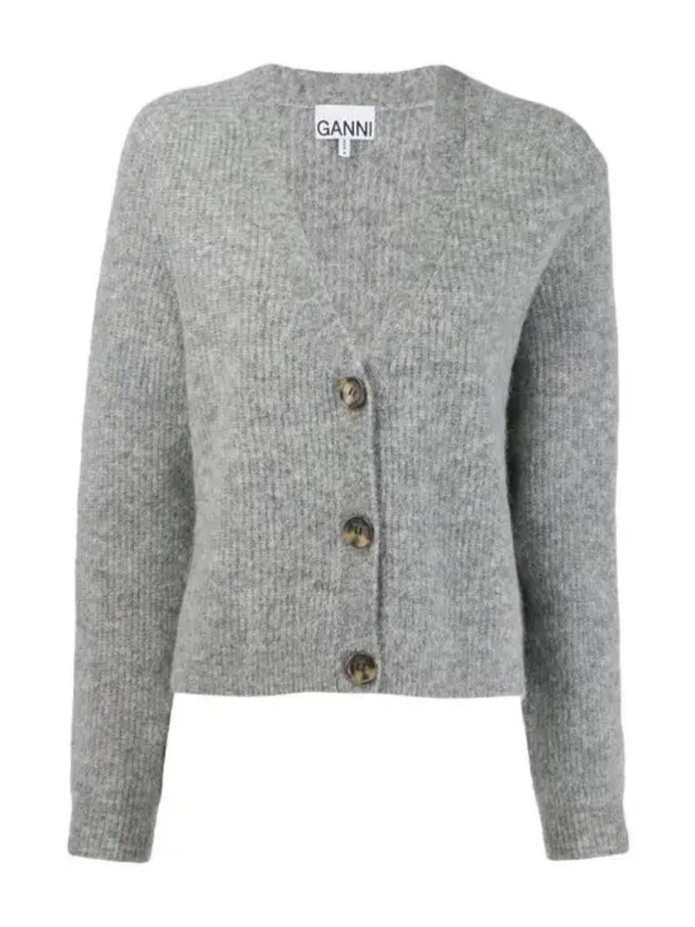 Ganni Grey Relaxed Wool Cardigan XXS